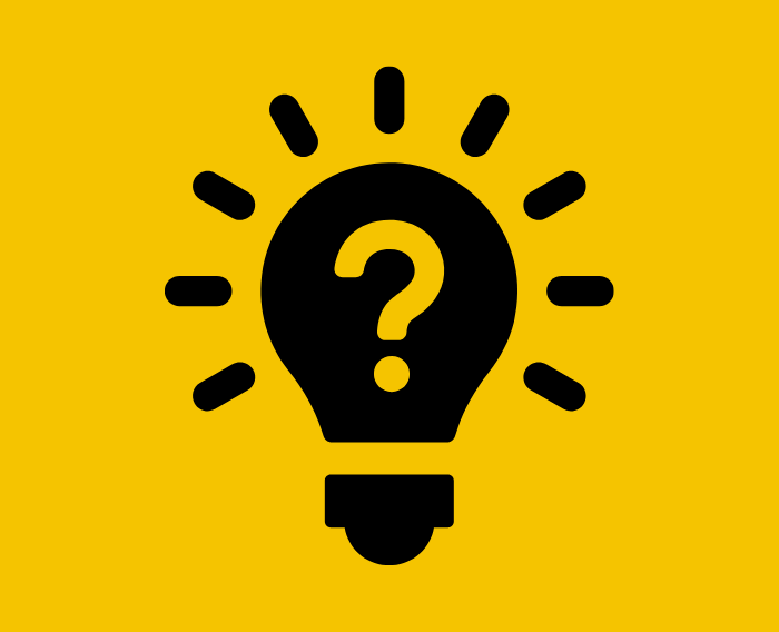Bright idea lightbulb icon on yellow background