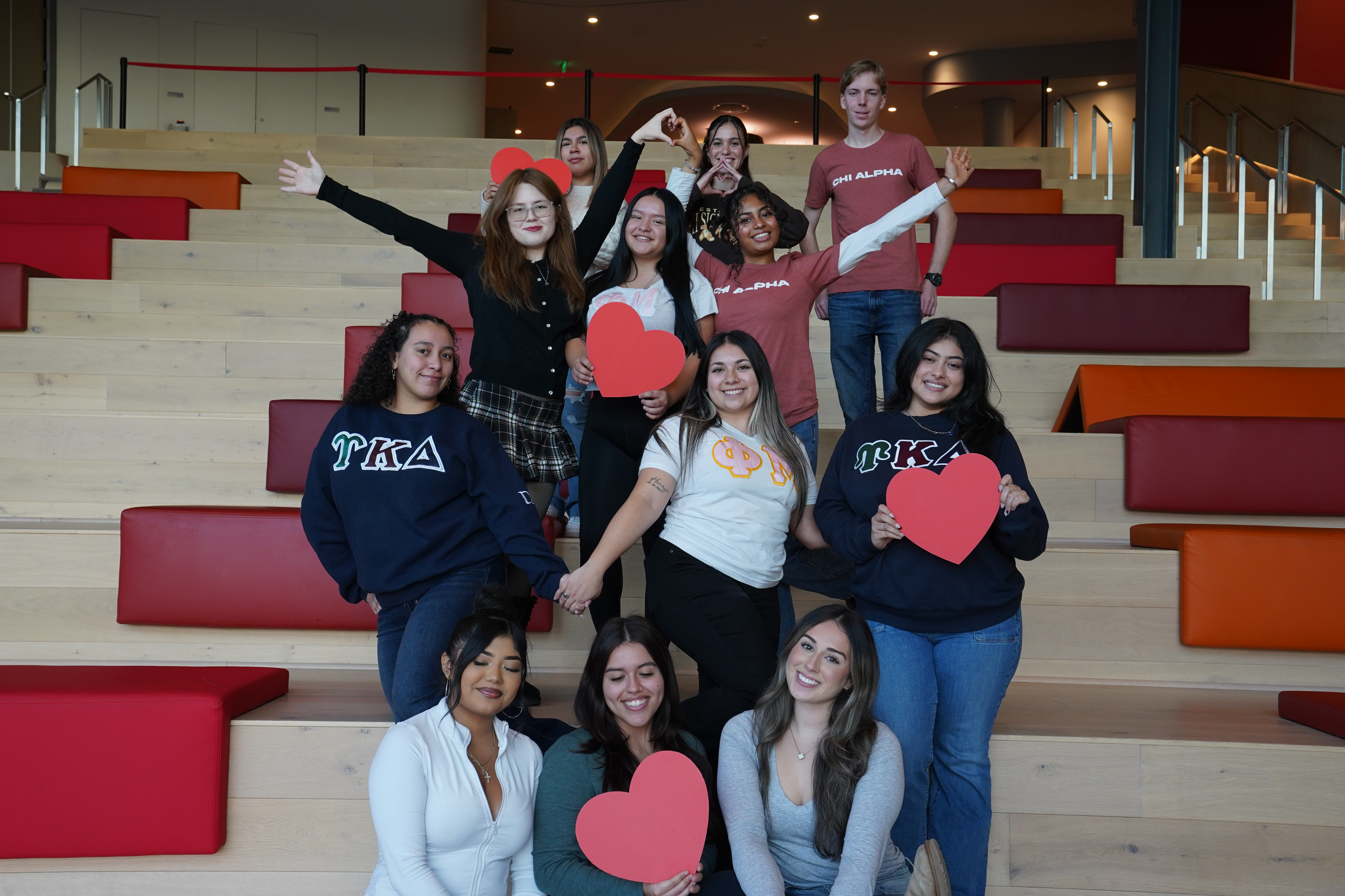 Chi Alpha holding hearts on Warrior Steps
