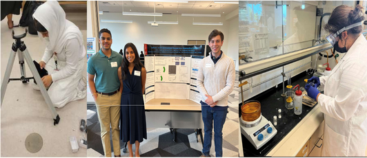 A collage of ASPIRE Students working on science projects and presenting their findings at the Reverse Career Fair
