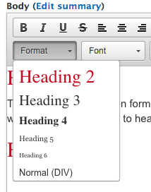 screenshot of window on how to add heading