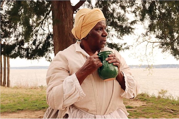 interpreter Valarie Holmes portrays Angela at Jamestown