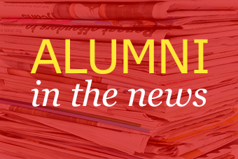 graphic with text: Alumni in the news