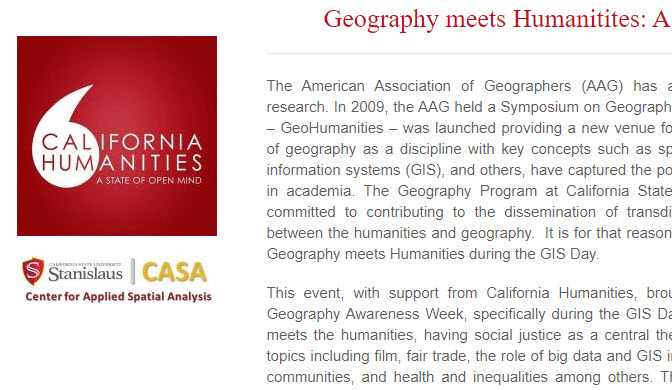 Screenshot of Geography meets Humanities webpage