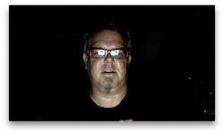 Example of dark video with glasses glare reflections