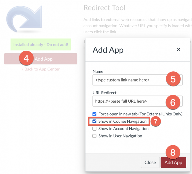 Adding Redirect Tool