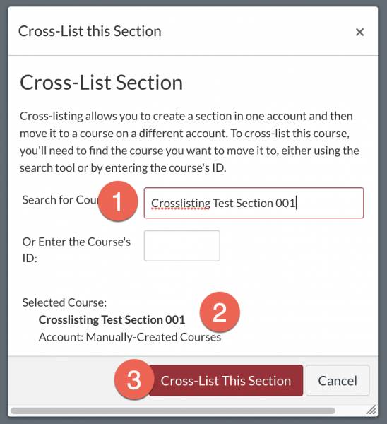 Cross list settings