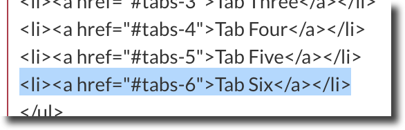 HTML code with added list item