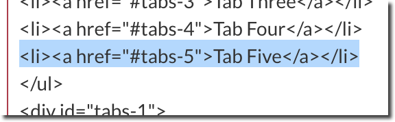 HTML code for tab list