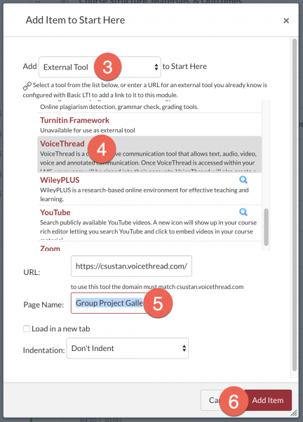 Canvas external tool configuration