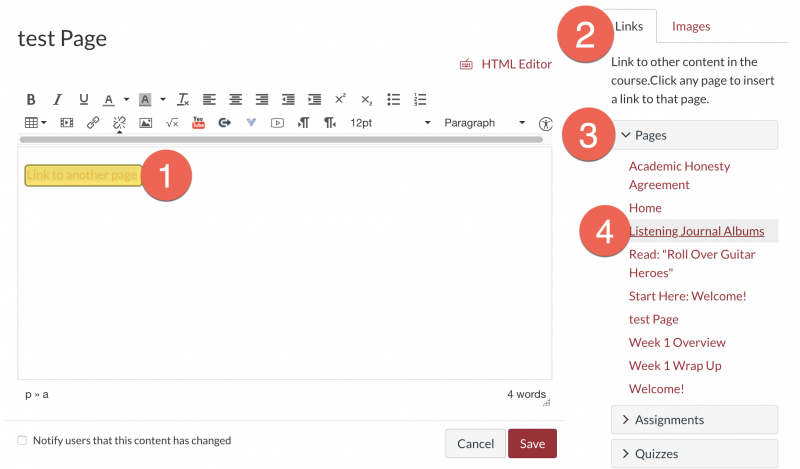 Create a page link