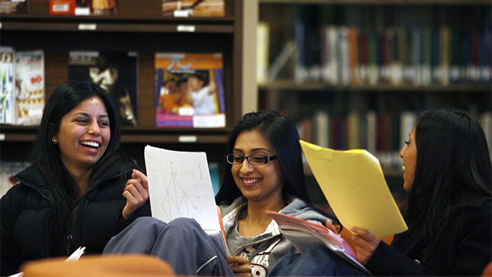 students in the library