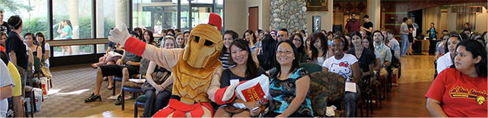 students with mascot, Titus
