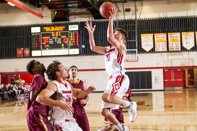 Warrior basketball team in action during a home game