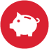 Red piggy bank icon