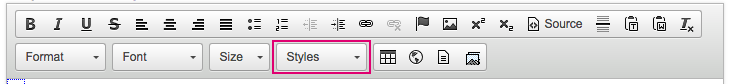 Screenshot of toolbar, with Styles dropdown highlighted
