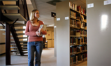student in the library