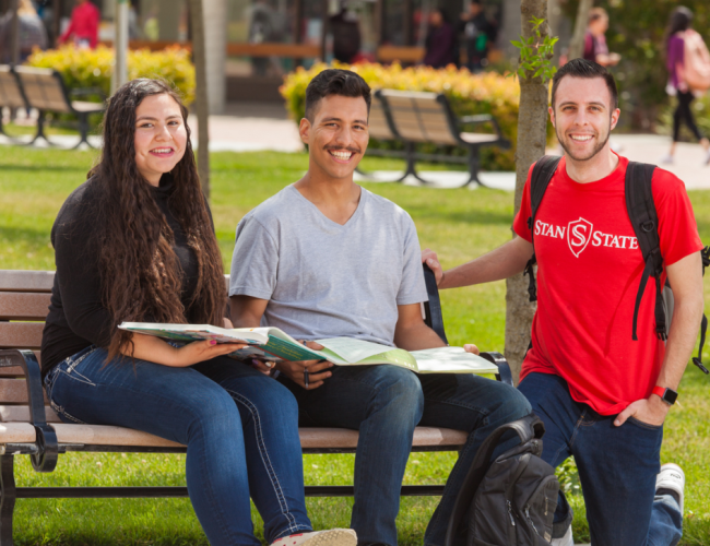 Students studying on campus