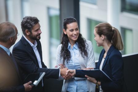Business people having a discussion.