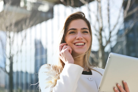 Woman smiling.