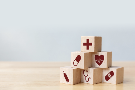 wooden blocks with nursing icons