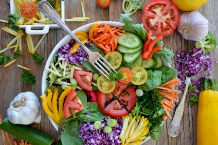 Image of bowl of vegetables and a fork.