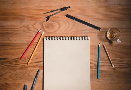 Drawing pad with colored pencils