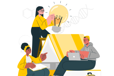 illustrated students doing research