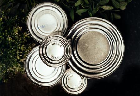 View of cans from the top
