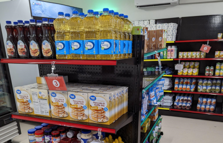 Food being stored on shelves