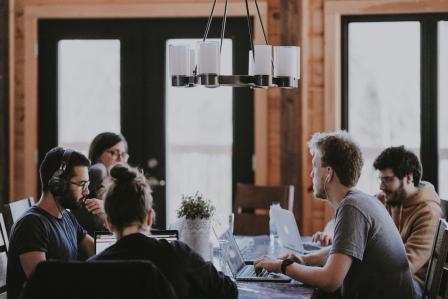 group of people discussing