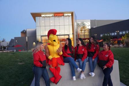 group of students with university mascot
