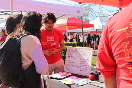 Gaming club booth with students