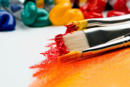 Brushes covered in paint