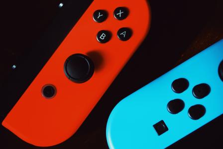 a par of nintendo switch joycons 