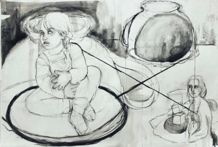 Drawing of a child and an adult