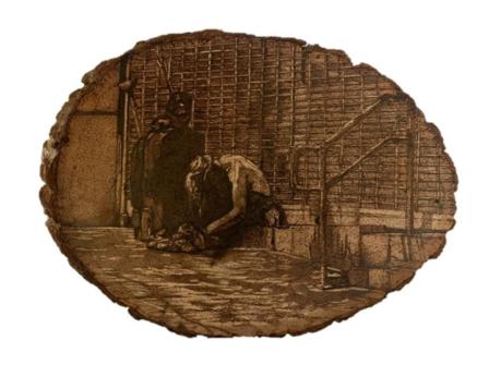 Art by Kat Crossley; Scene of inner-city poverty and homelessness