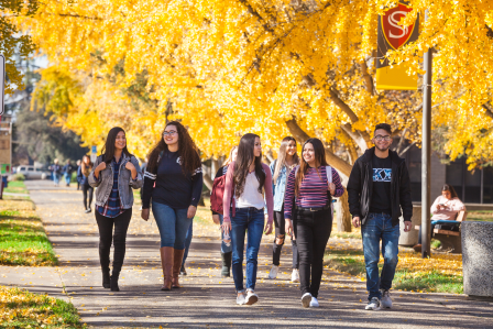 Students on campus. 