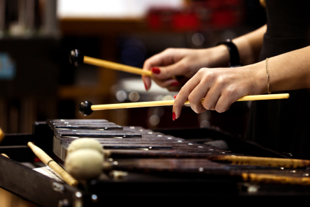 Someone playing the xylophone.