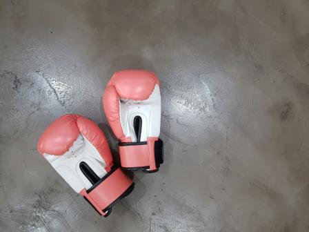 Two pink boxing gloves