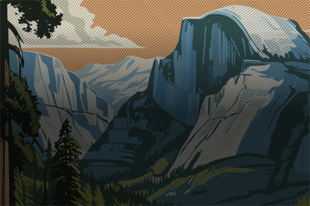 Graphic illustration of Half Dome