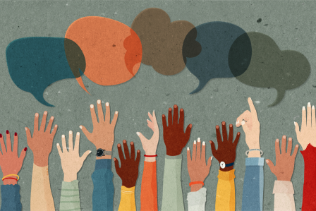 People raising their hands