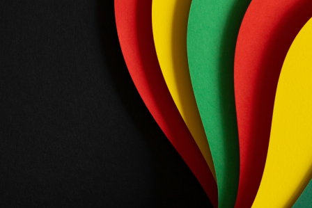 A cluster of red, green and yellow stripes for Black History Month