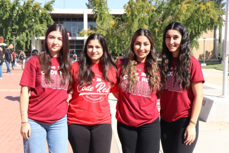 Sutdents wearing red