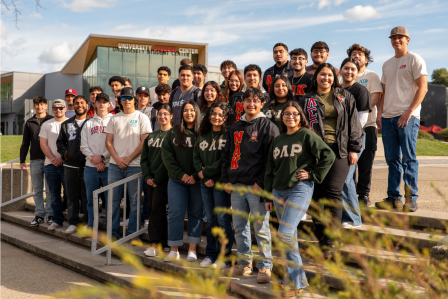 students in front of the Student Center