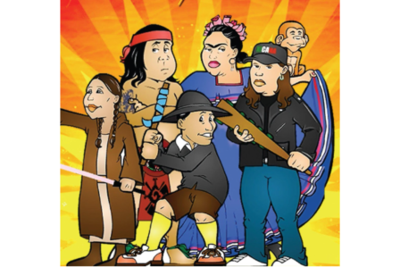 Cartoon Drawing of Chicana/o theater group 