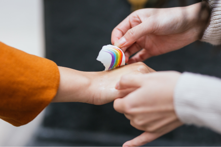 A person getting a temporary tattoo