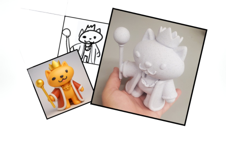 Cat 3d printed, from drawing