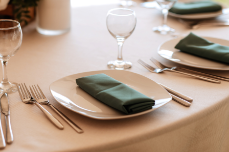 Plate, napkin, and utensils