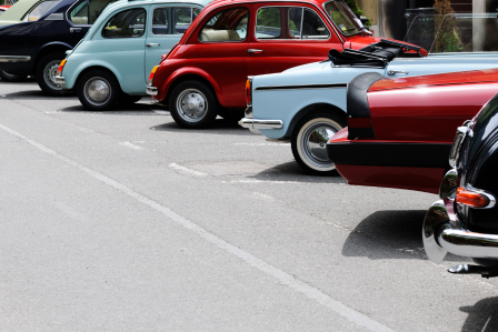 Cars parked in a row