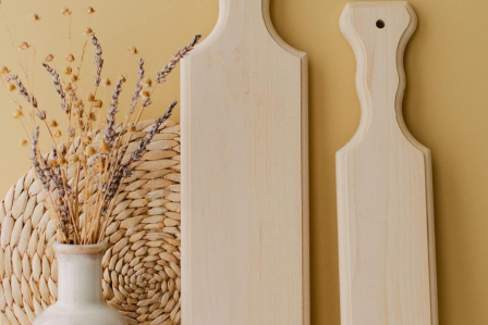 Paddles next to decorative plant